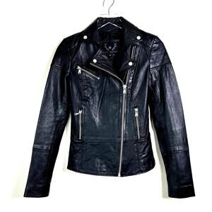 Bod & Christensen 100% Leather Jacket Moto Biker Black XS NEW Motorcycle Zip